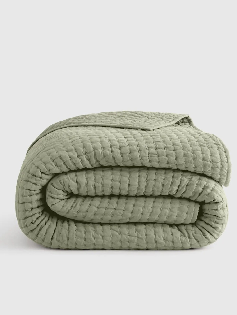 Quince NWOT European Linen Cotton Stitch Quilt Sage Green. No Shams